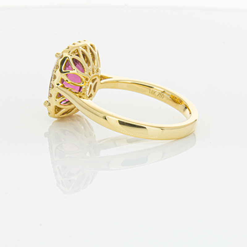 18ct Yellow Gold 3.21ct Pink Tourmaline & Diamond Fleur Ring-Ring-Walker & Hall