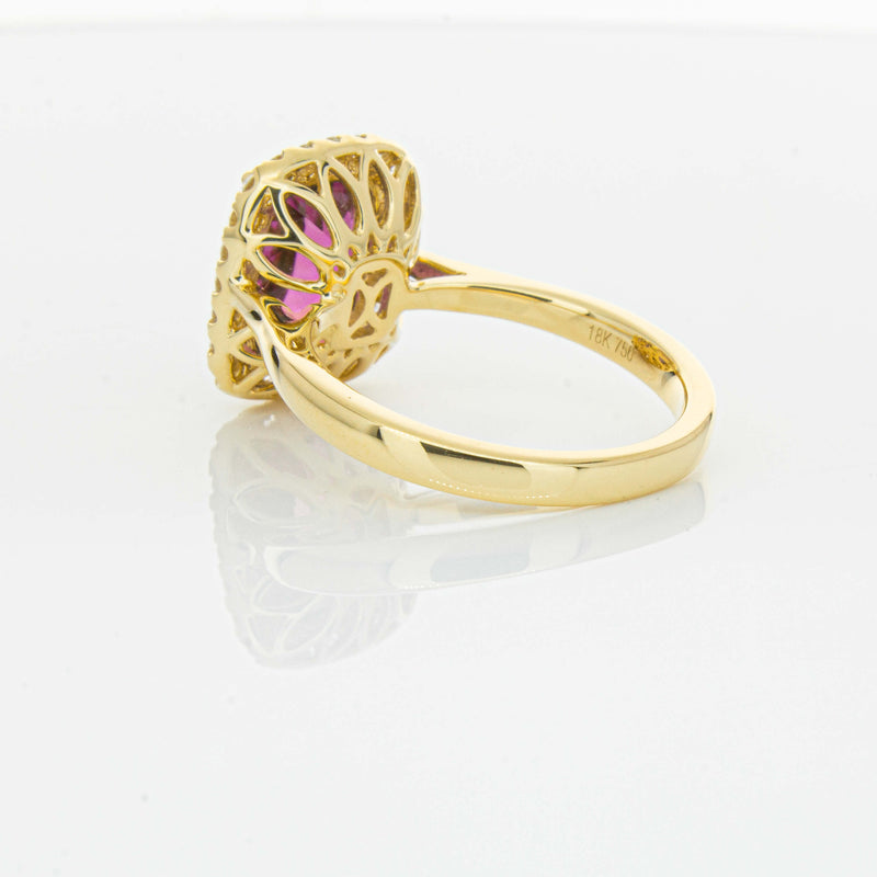 18ct Yellow Gold 3.21ct Pink Tourmaline & Diamond Fleur Ring-Ring-Walker & Hall