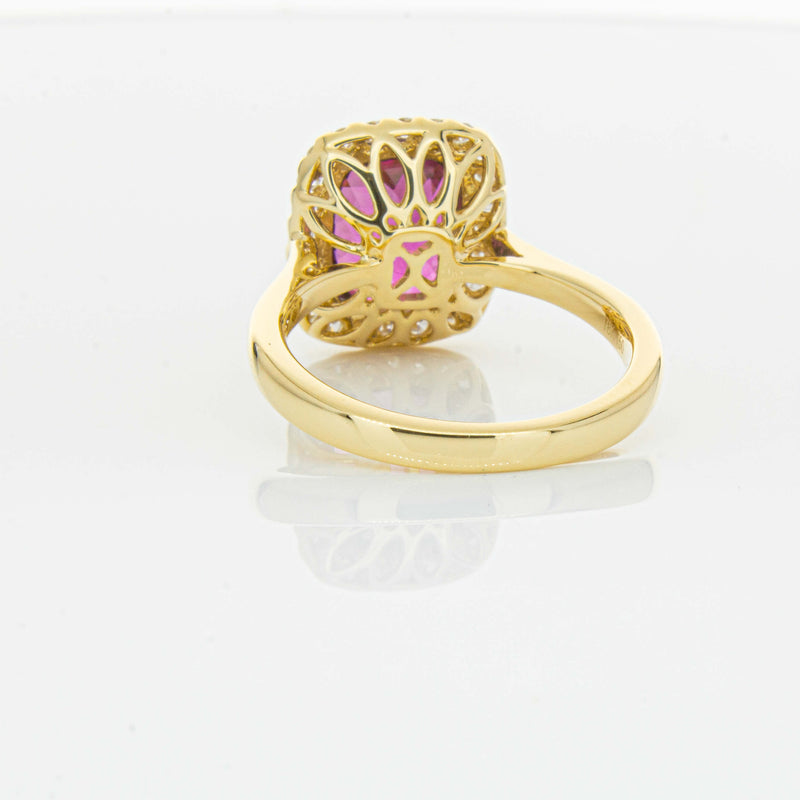 18ct Yellow Gold 3.21ct Pink Tourmaline & Diamond Fleur Ring-Ring-Walker & Hall