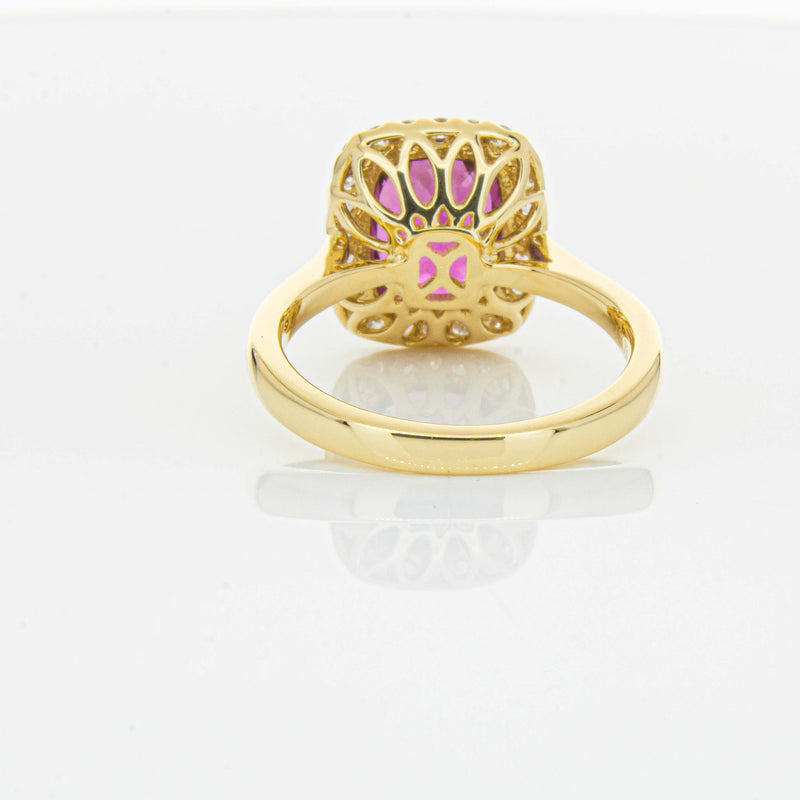 18ct Yellow Gold 3.21ct Pink Tourmaline & Diamond Fleur Ring-Ring-Walker & Hall