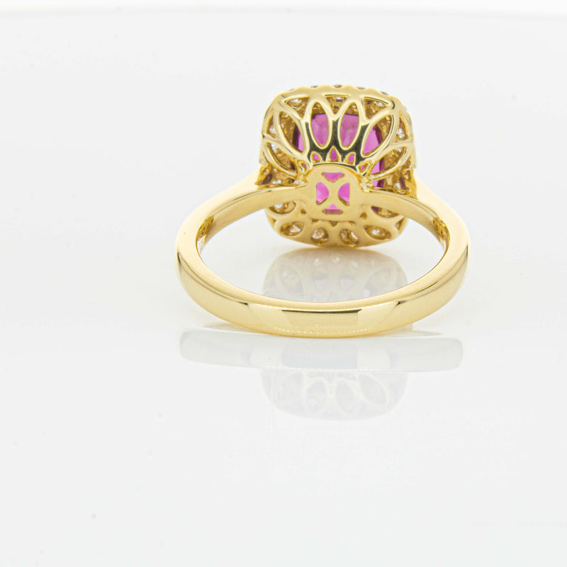18ct Yellow Gold 3.21ct Pink Tourmaline & Diamond Fleur Ring-Ring-Walker & Hall
