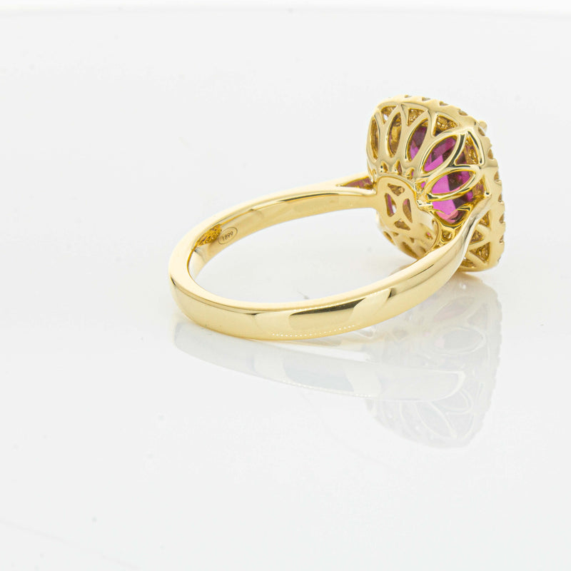 18ct Yellow Gold 3.21ct Pink Tourmaline & Diamond Fleur Ring-Ring-Walker & Hall