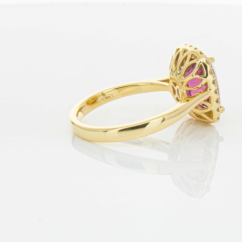 18ct Yellow Gold 3.21ct Pink Tourmaline & Diamond Fleur Ring-Ring-Walker & Hall