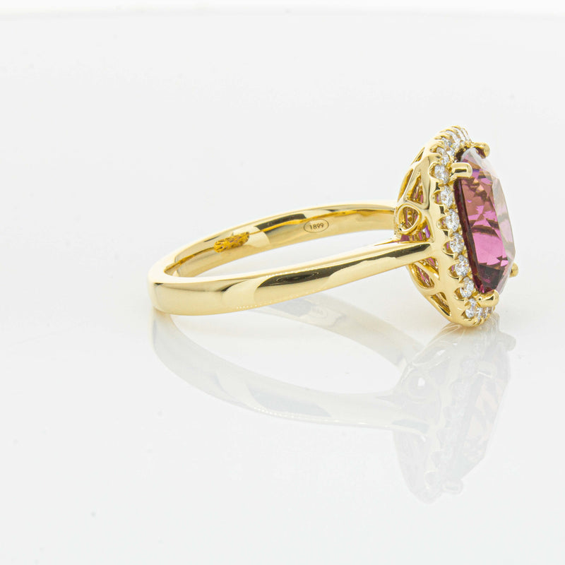 18ct Yellow Gold 3.21ct Pink Tourmaline & Diamond Fleur Ring-Ring-Walker & Hall