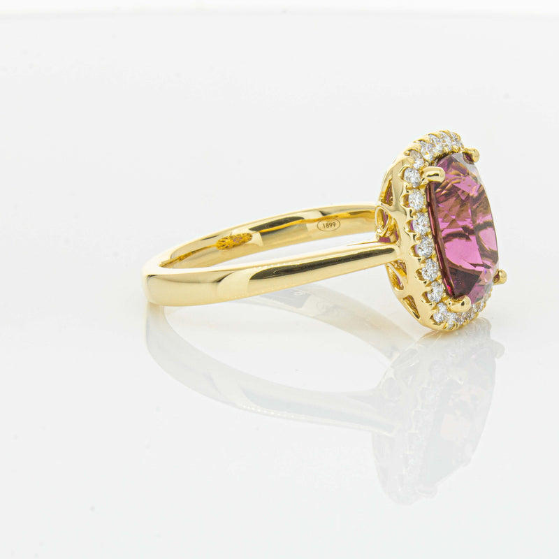 18ct Yellow Gold 3.21ct Pink Tourmaline & Diamond Fleur Ring-Ring-Walker & Hall
