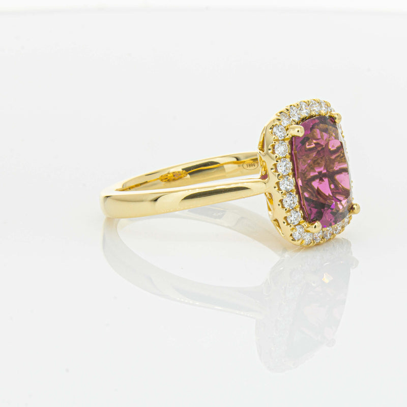 18ct Yellow Gold 3.21ct Pink Tourmaline & Diamond Fleur Ring-Ring-Walker & Hall