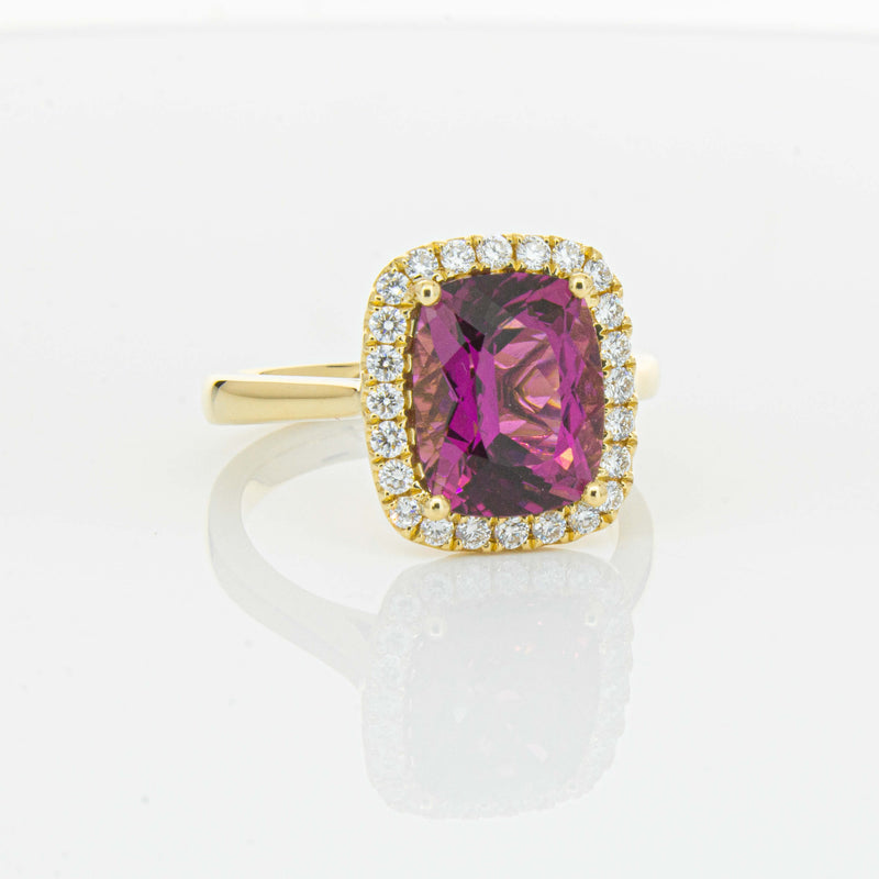 18ct Yellow Gold 3.21ct Pink Tourmaline & Diamond Fleur Ring-Ring-Walker & Hall