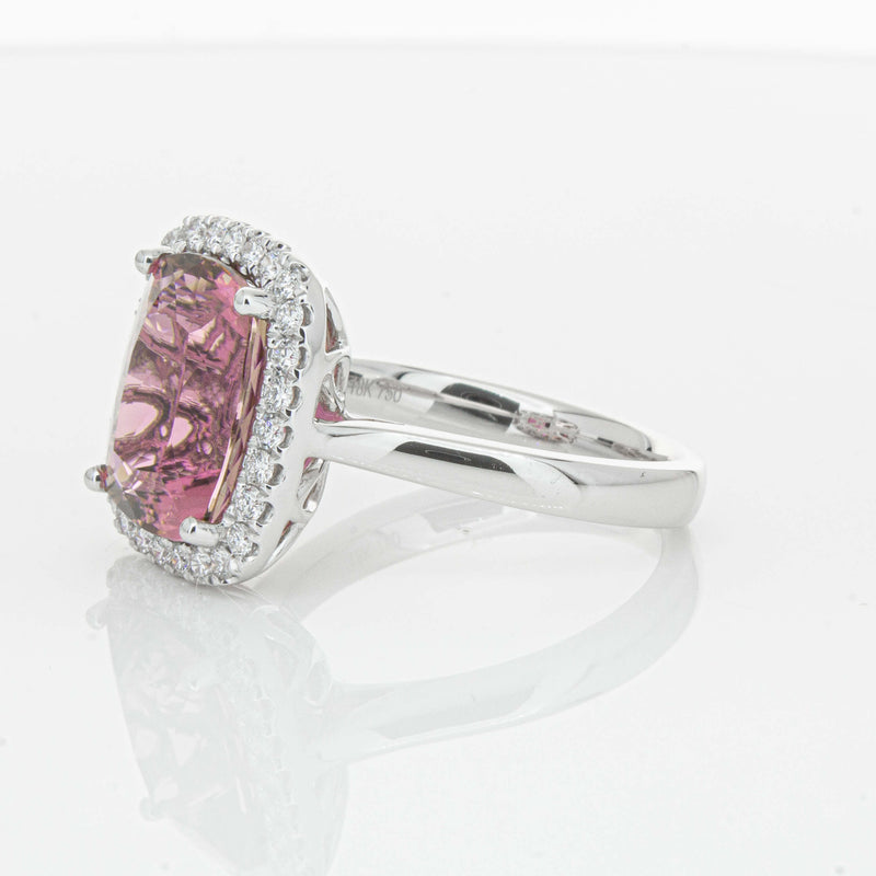 18ct White Gold 5.64ct Pink Tourmaline & Diamond Fleur Ring-Ring-Walker & Hall
