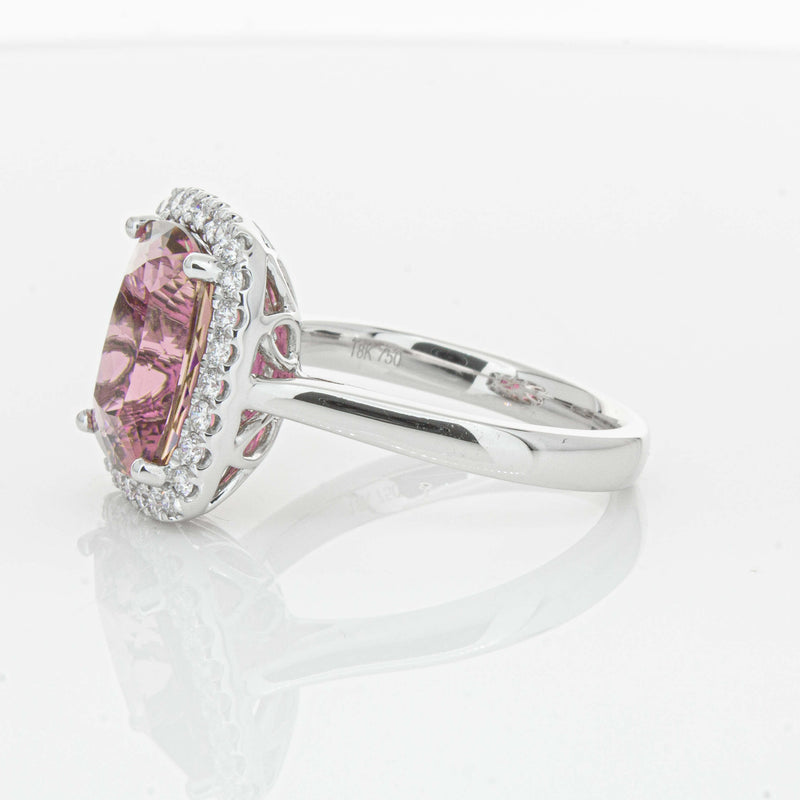18ct White Gold 5.64ct Pink Tourmaline & Diamond Fleur Ring-Ring-Walker & Hall
