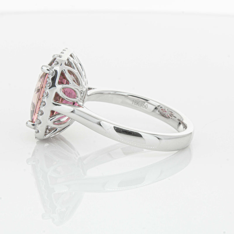 18ct White Gold 5.64ct Pink Tourmaline & Diamond Fleur Ring-Ring-Walker & Hall