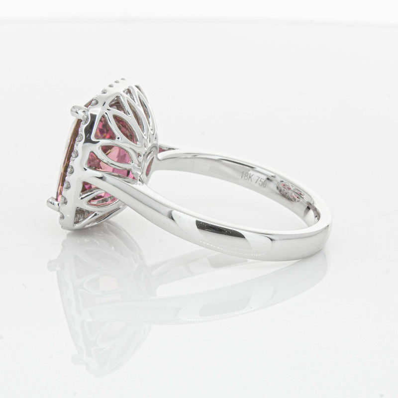 18ct White Gold 5.64ct Pink Tourmaline & Diamond Fleur Ring-Ring-Walker & Hall