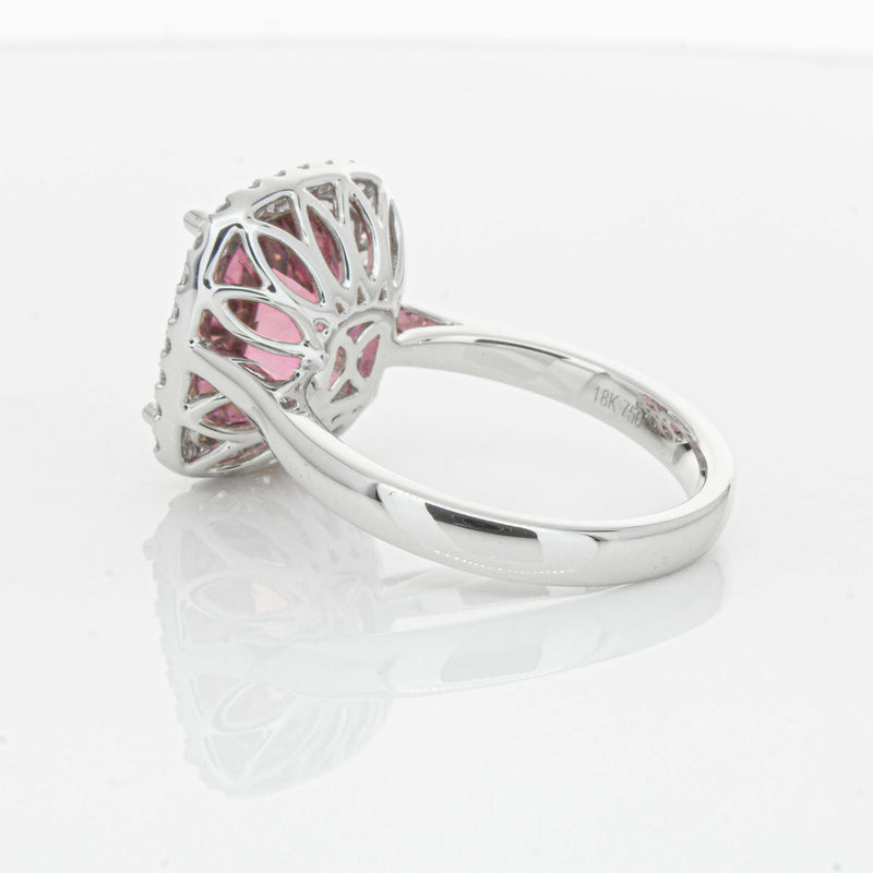18ct White Gold 5.64ct Pink Tourmaline & Diamond Fleur Ring-Ring-Walker & Hall