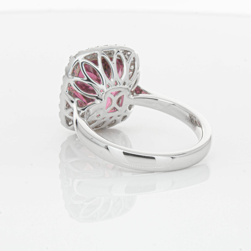 18ct White Gold 5.64ct Pink Tourmaline & Diamond Fleur Ring-Ring-Walker & Hall