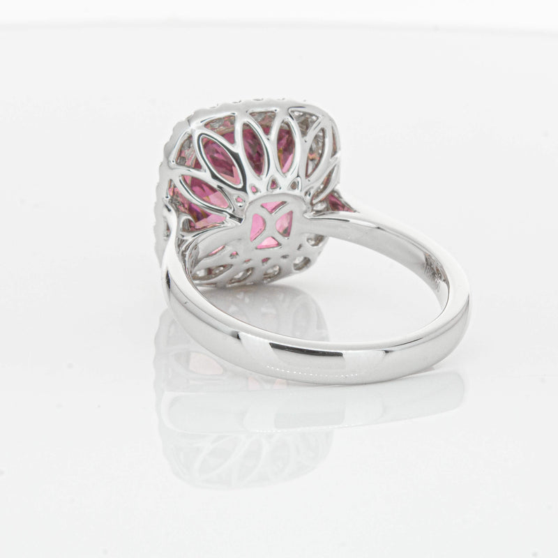 18ct White Gold 5.64ct Pink Tourmaline & Diamond Fleur Ring-Ring-Walker & Hall