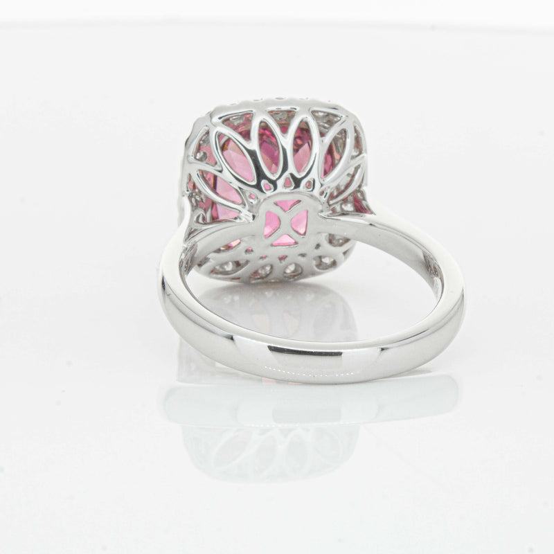 18ct White Gold 5.64ct Pink Tourmaline & Diamond Fleur Ring-Ring-Walker & Hall