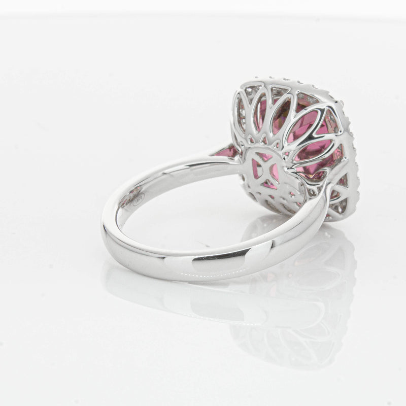 18ct White Gold 5.64ct Pink Tourmaline & Diamond Fleur Ring-Ring-Walker & Hall