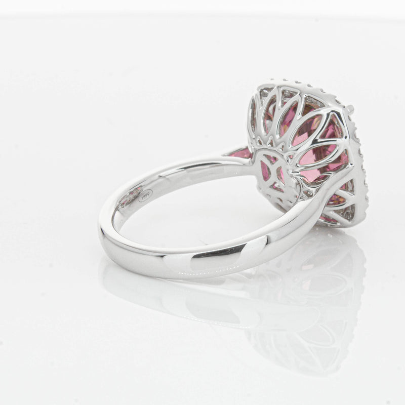 18ct White Gold 5.64ct Pink Tourmaline & Diamond Fleur Ring-Ring-Walker & Hall