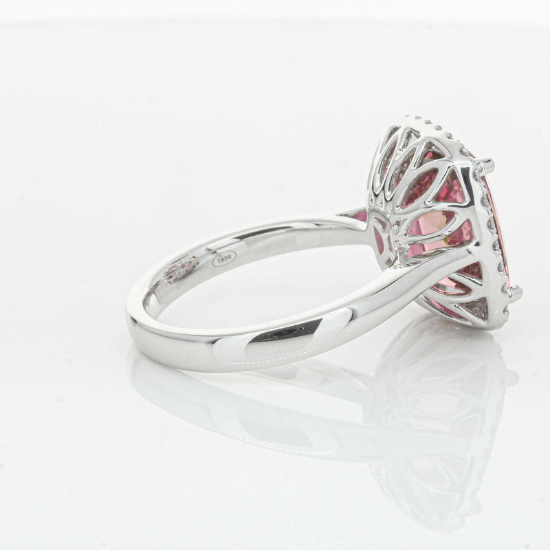 18ct White Gold 5.64ct Pink Tourmaline & Diamond Fleur Ring-Ring-Walker & Hall
