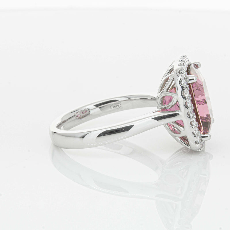 18ct White Gold 5.64ct Pink Tourmaline & Diamond Fleur Ring-Ring-Walker & Hall