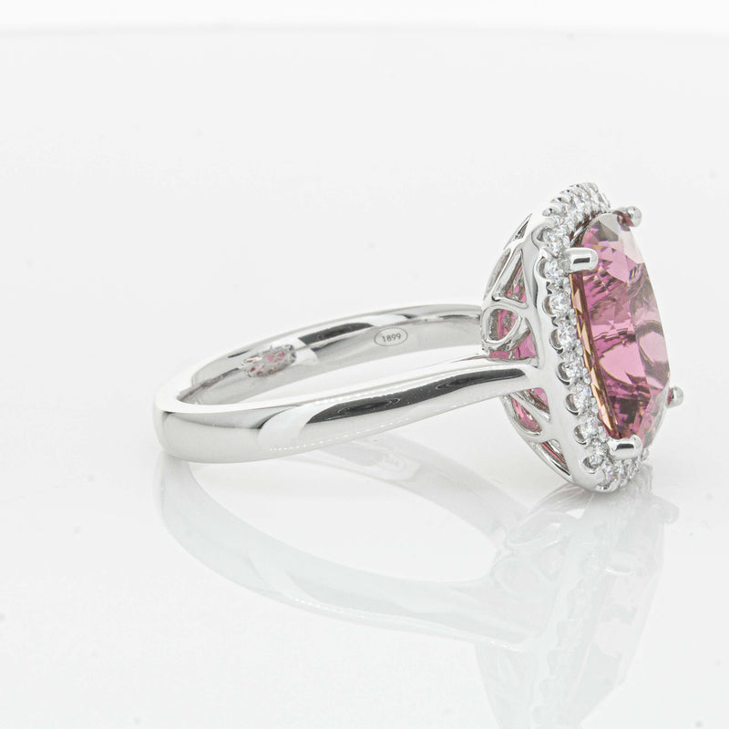 18ct White Gold 5.64ct Pink Tourmaline & Diamond Fleur Ring-Ring-Walker & Hall