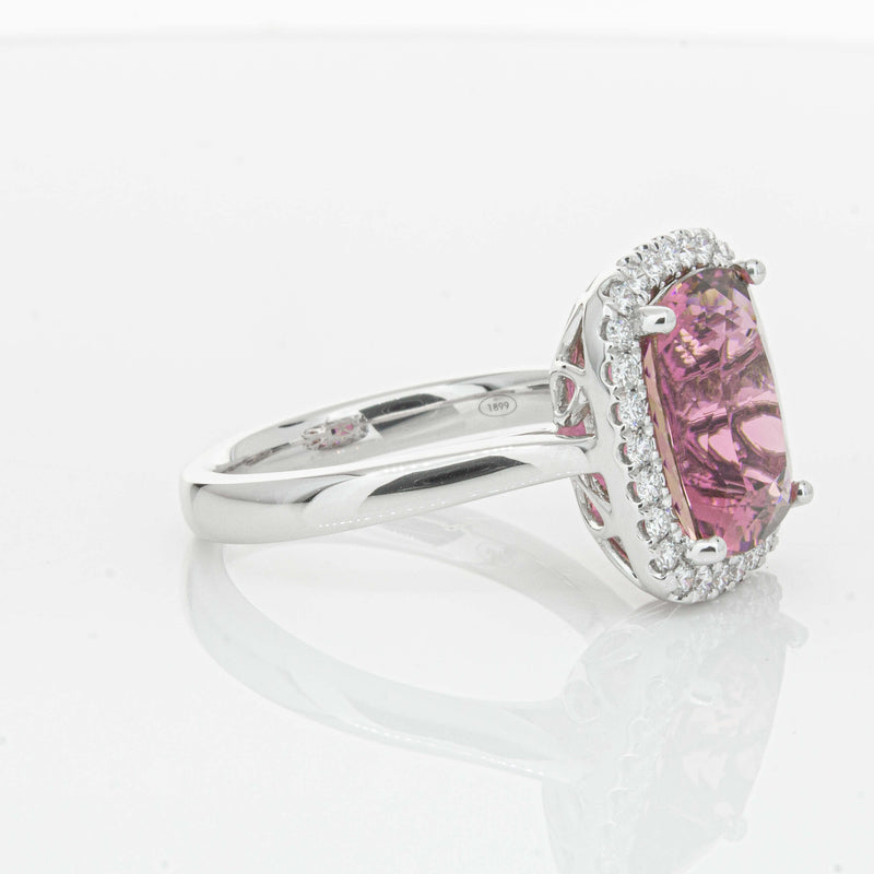18ct White Gold 5.64ct Pink Tourmaline & Diamond Fleur Ring-Ring-Walker & Hall