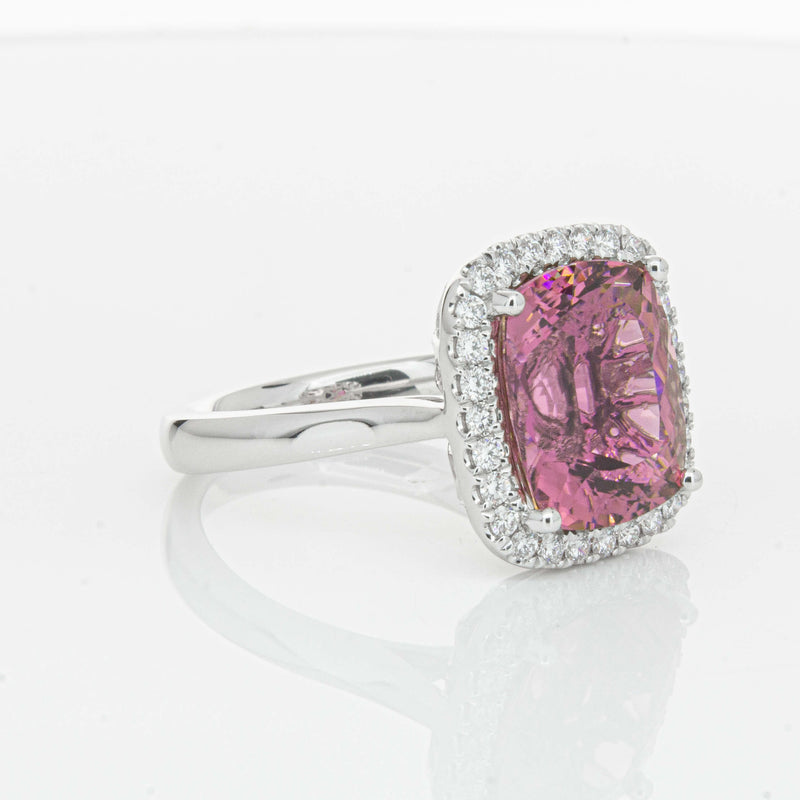 18ct White Gold 5.64ct Pink Tourmaline & Diamond Fleur Ring-Ring-Walker & Hall