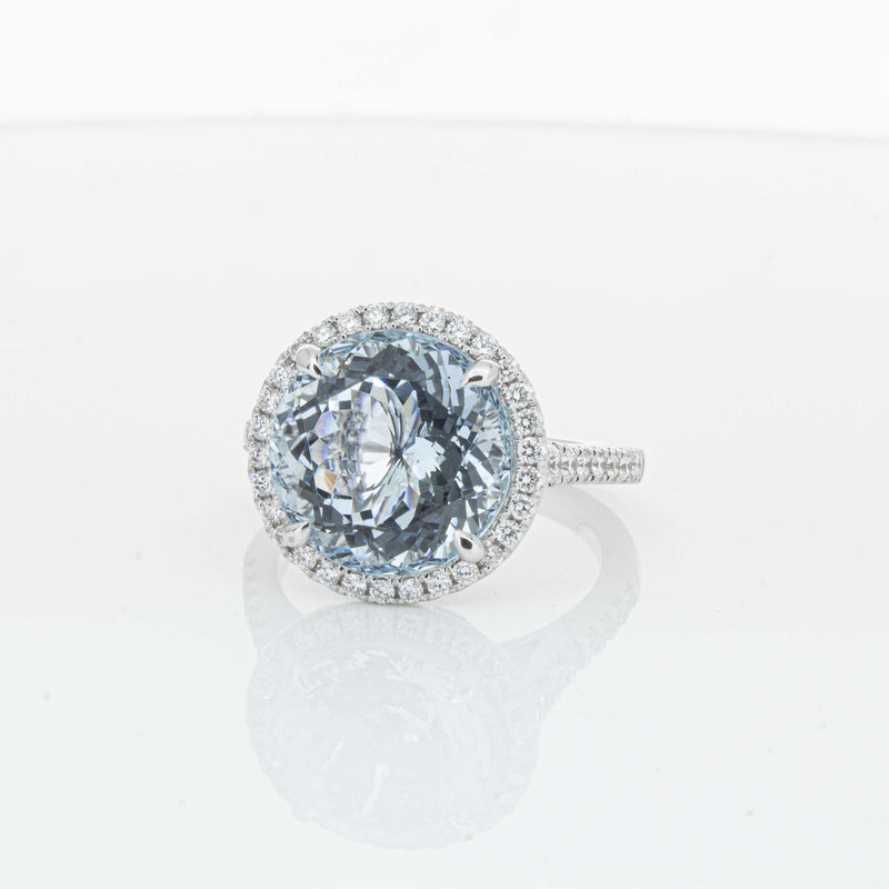 18ct White Gold 6.38ct Aquamarine & Diamond Sierra Ring-Ring-Walker & Hall