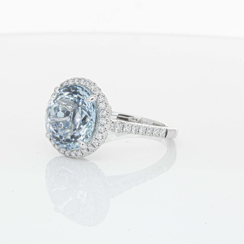 18ct White Gold 6.38ct Aquamarine & Diamond Sierra Ring-Ring-Walker & Hall