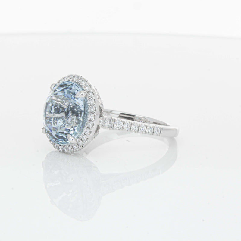 18ct White Gold 6.38ct Aquamarine & Diamond Sierra Ring-Ring-Walker & Hall