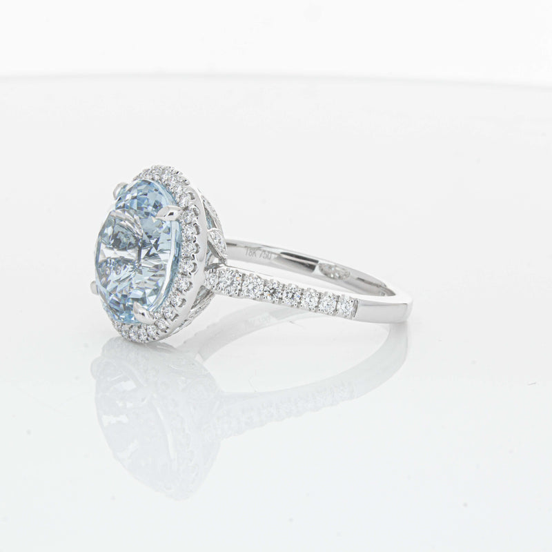 18ct White Gold 6.38ct Aquamarine & Diamond Sierra Ring-Ring-Walker & Hall