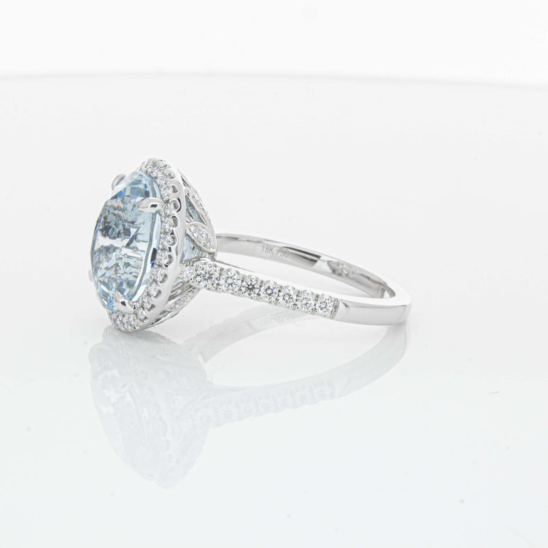 18ct White Gold 6.38ct Aquamarine & Diamond Sierra Ring-Ring-Walker & Hall