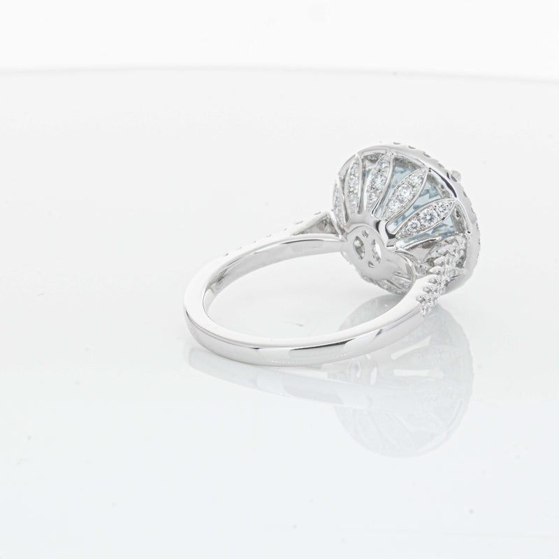 18ct White Gold 6.38ct Aquamarine & Diamond Sierra Ring-Ring-Walker & Hall