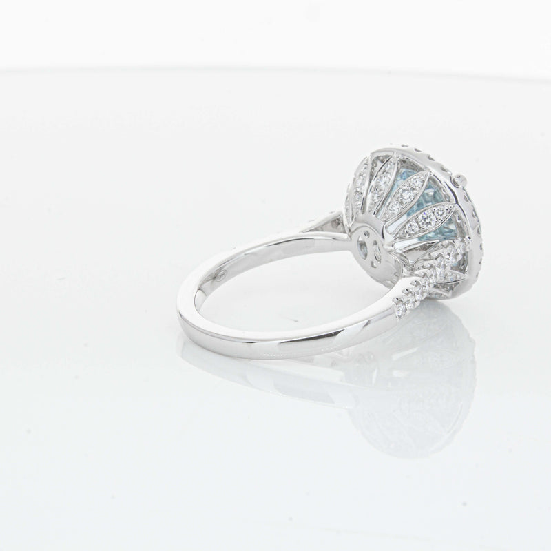 18ct White Gold 6.38ct Aquamarine & Diamond Sierra Ring-Ring-Walker & Hall