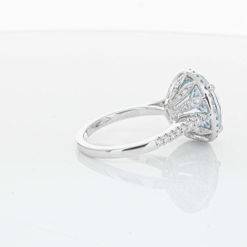 18ct White Gold 6.38ct Aquamarine & Diamond Sierra Ring-Ring-Walker & Hall
