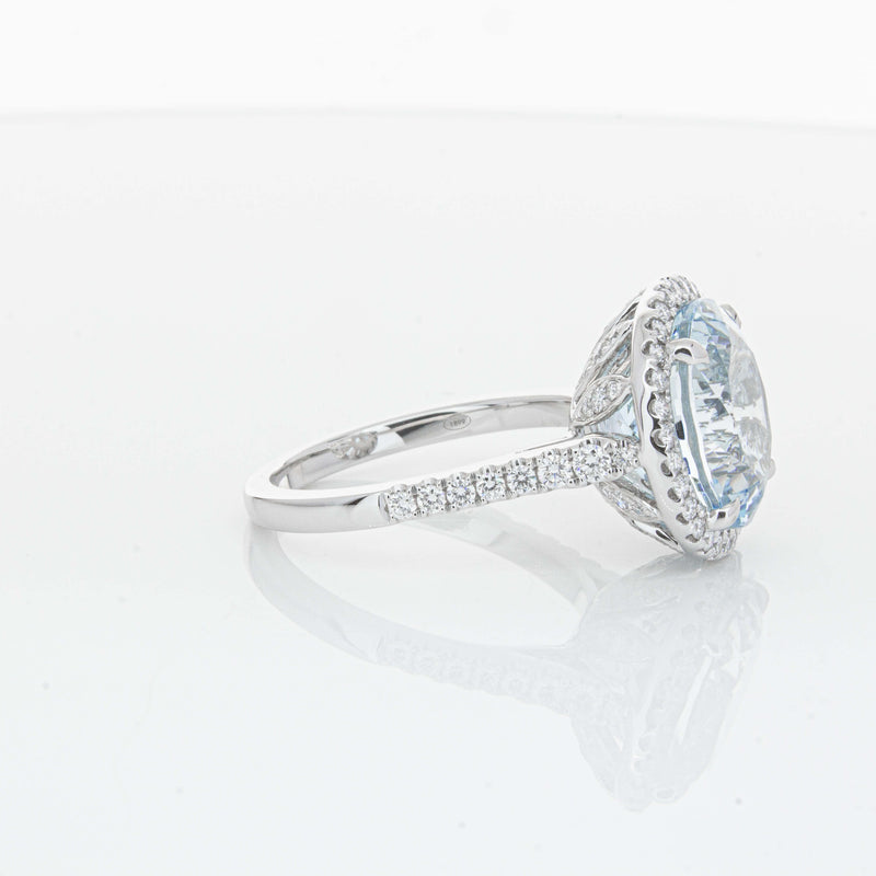 18ct White Gold 6.38ct Aquamarine & Diamond Sierra Ring-Ring-Walker & Hall