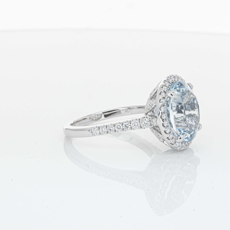 18ct White Gold 6.38ct Aquamarine & Diamond Sierra Ring-Ring-Walker & Hall