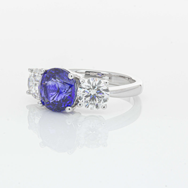 18ct White Gold 3.51ct Sapphire & Diamond Trinity Ring-Ring-Walker & Hall