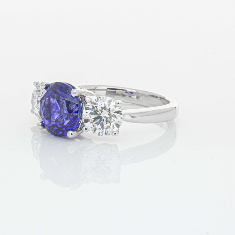 18ct White Gold 3.51ct Sapphire & Diamond Trinity Ring-Ring-Walker & Hall