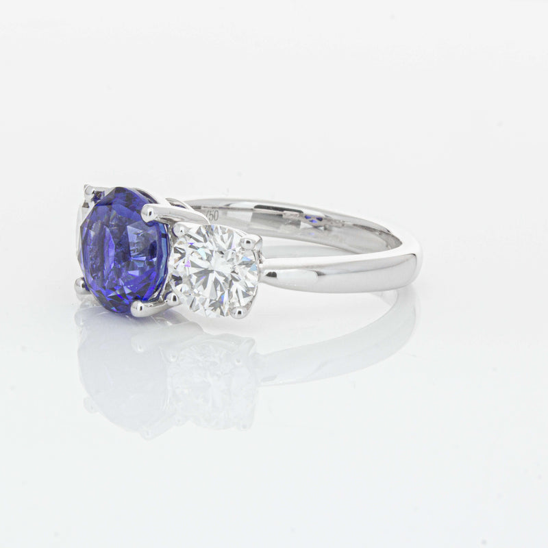 18ct White Gold 3.51ct Sapphire & Diamond Trinity Ring-Ring-Walker & Hall
