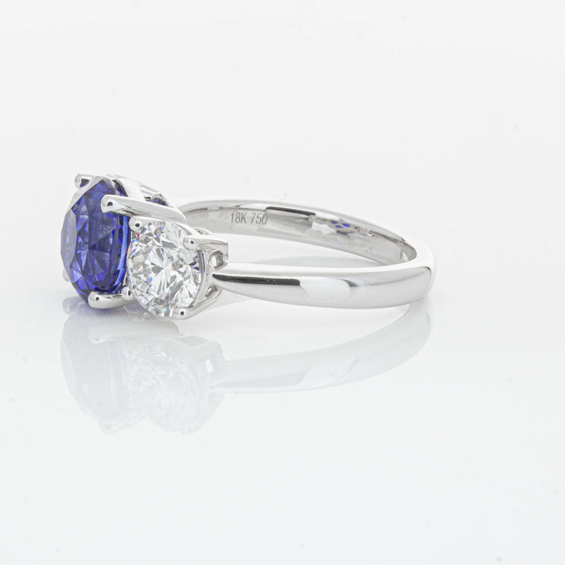 18ct White Gold 3.51ct Sapphire & Diamond Trinity Ring-Ring-Walker & Hall