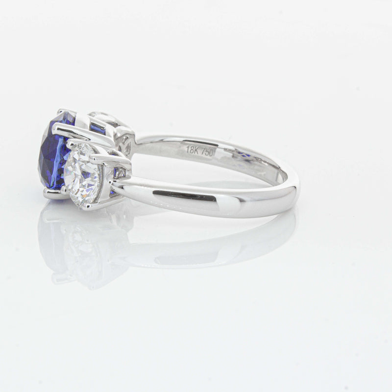 18ct White Gold 3.51ct Sapphire & Diamond Trinity Ring-Ring-Walker & Hall