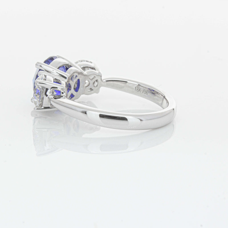 18ct White Gold 3.51ct Sapphire & Diamond Trinity Ring-Ring-Walker & Hall