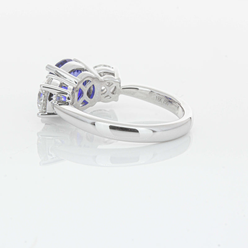 18ct White Gold 3.51ct Sapphire & Diamond Trinity Ring-Ring-Walker & Hall