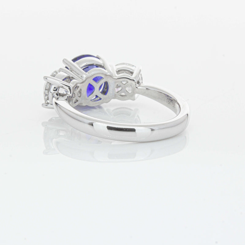 18ct White Gold 3.51ct Sapphire & Diamond Trinity Ring-Ring-Walker & Hall