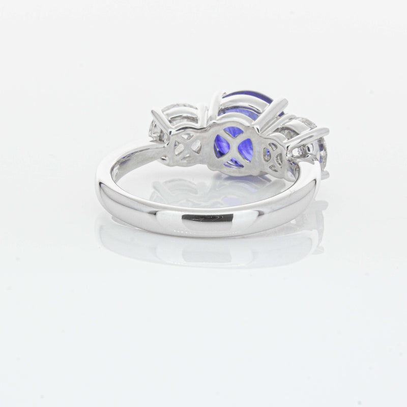 18ct White Gold 3.51ct Sapphire & Diamond Trinity Ring-Ring-Walker & Hall