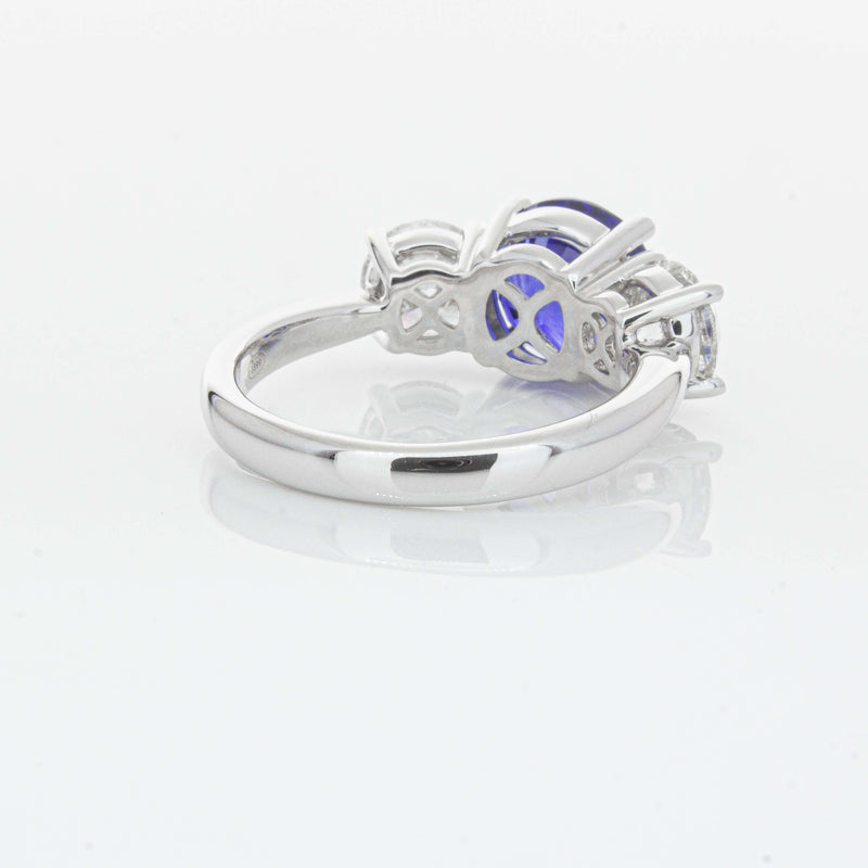 18ct White Gold 3.51ct Sapphire & Diamond Trinity Ring-Ring-Walker & Hall