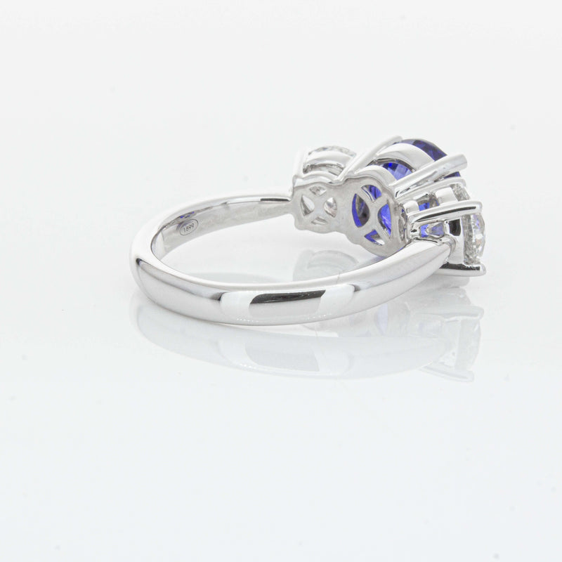 18ct White Gold 3.51ct Sapphire & Diamond Trinity Ring-Ring-Walker & Hall