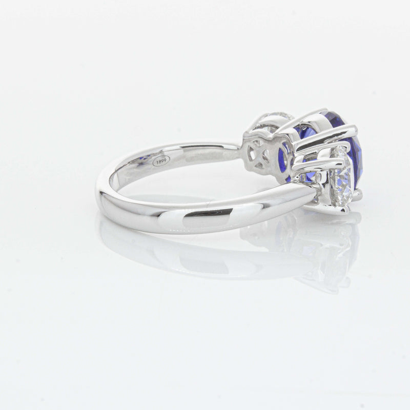 18ct White Gold 3.51ct Sapphire & Diamond Trinity Ring-Ring-Walker & Hall