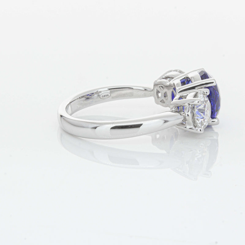 18ct White Gold 3.51ct Sapphire & Diamond Trinity Ring-Ring-Walker & Hall
