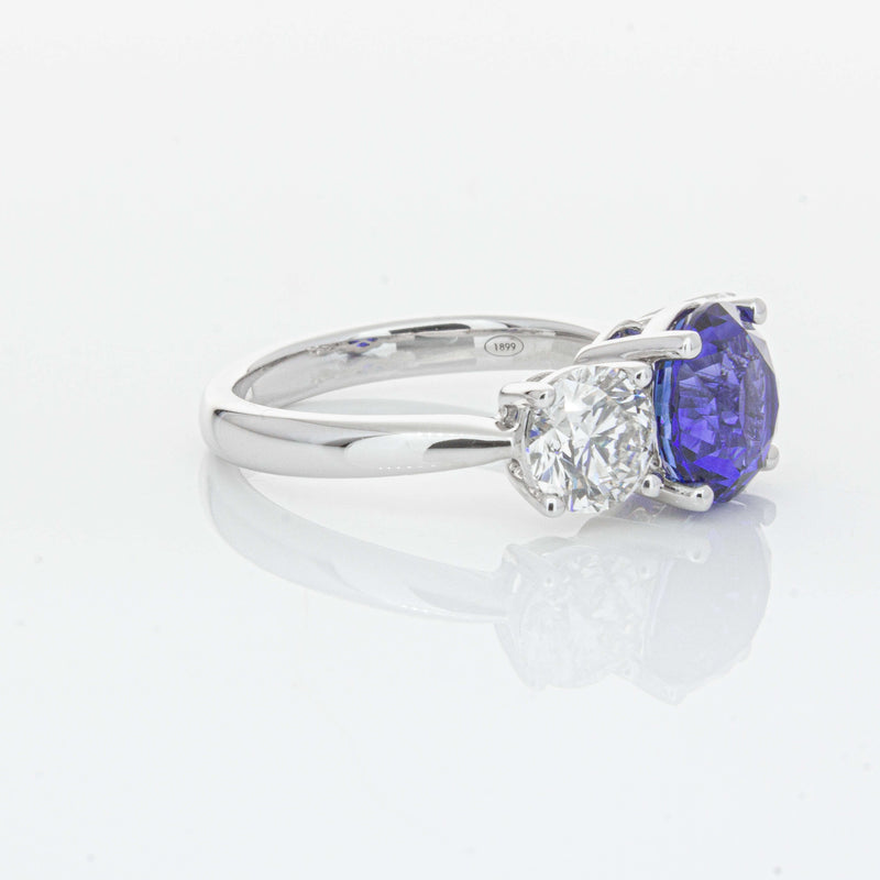 18ct White Gold 3.51ct Sapphire & Diamond Trinity Ring-Ring-Walker & Hall